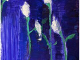 Bright White on Blue, 2023, Acryl auf Leinwand, 100 x 80 cm
