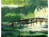 Monet's Pond, 2023, Mischtechnik auf Papier, 40 x 30 cm